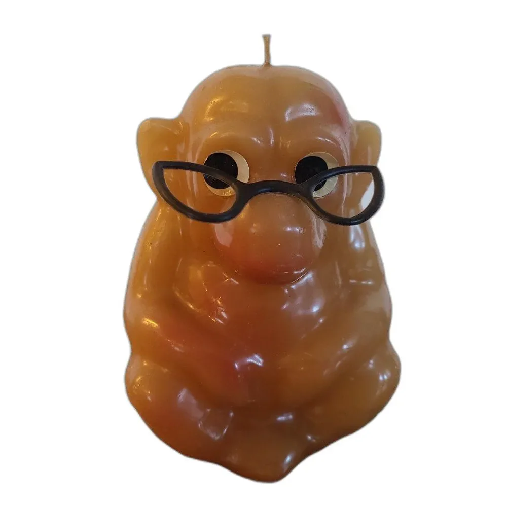 Vintage Candle - Novelty Wax Candle - Gorilla / Monkey In Glasses- Vintage Rare